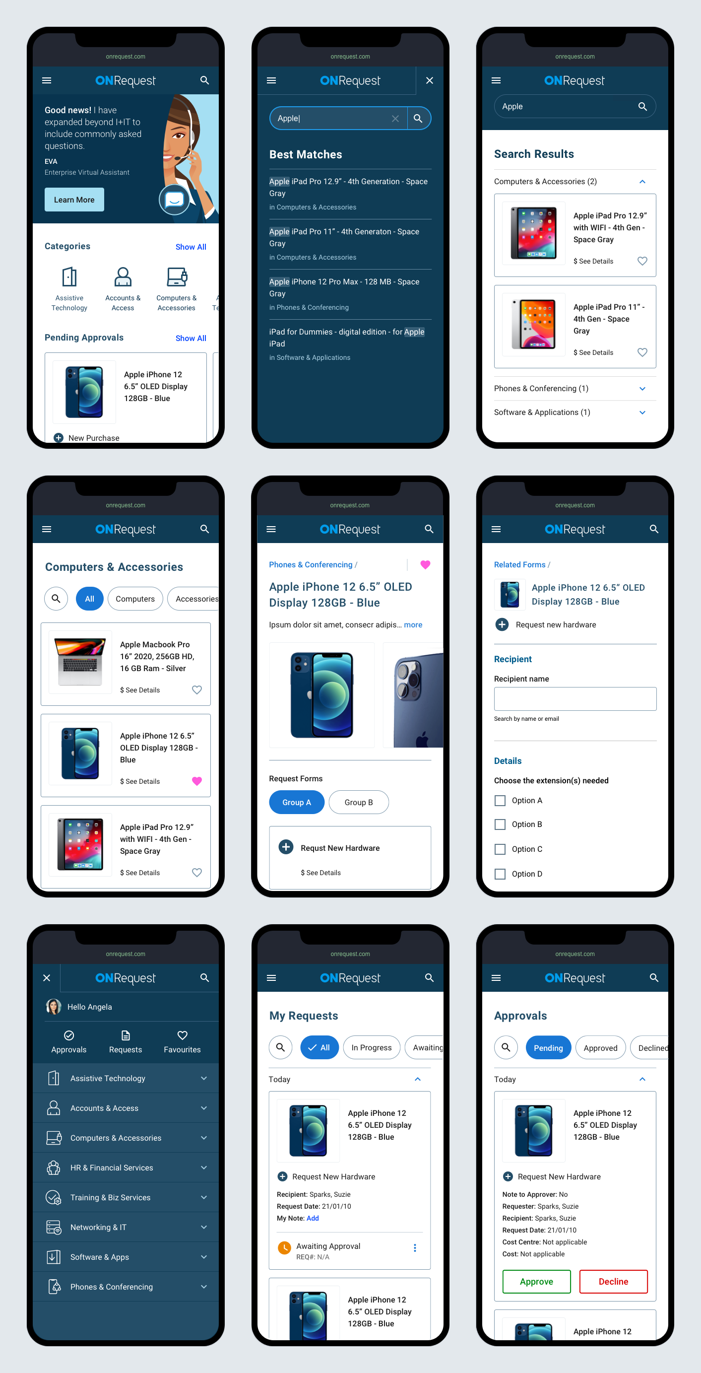 HD mocks of key mobile pages