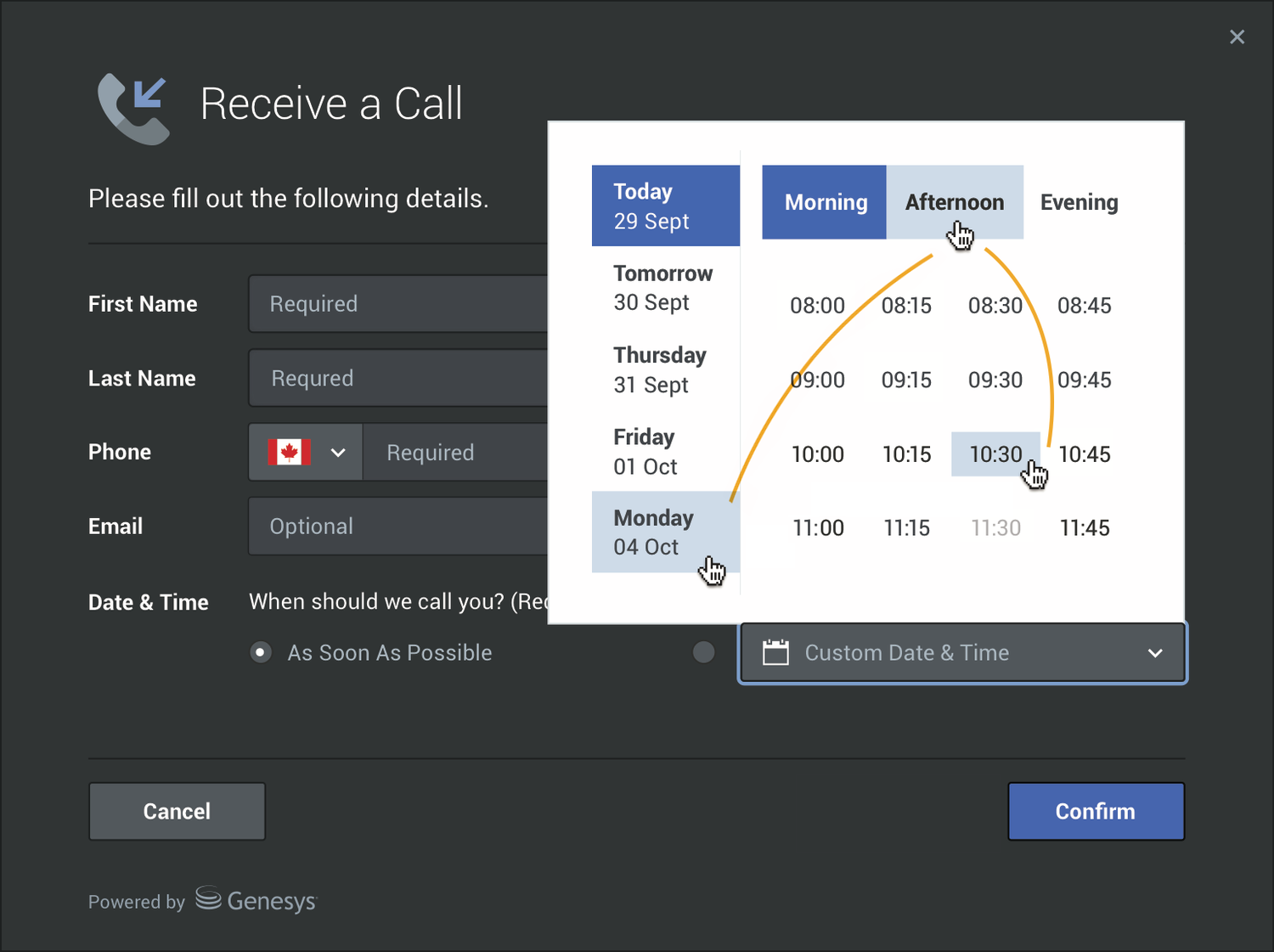 Genesys scheduler desktop booking